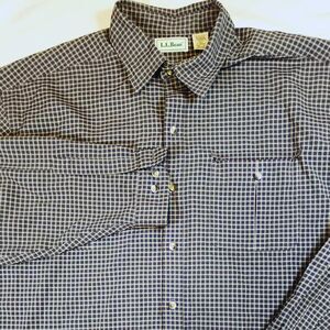 LL bean Shirt xl Tall mens button polyester Cabincore checkered Long Sleeve